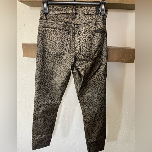 7 For All Mankind| Leopard Print Straight Jeans with Raw Hem—Waxed Material••• - Picture 7 of 16